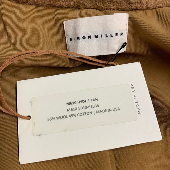 SIMON MILLER Size M Hyde Tan Textured Wool Cotton Peacoat - Picture 4 of 6